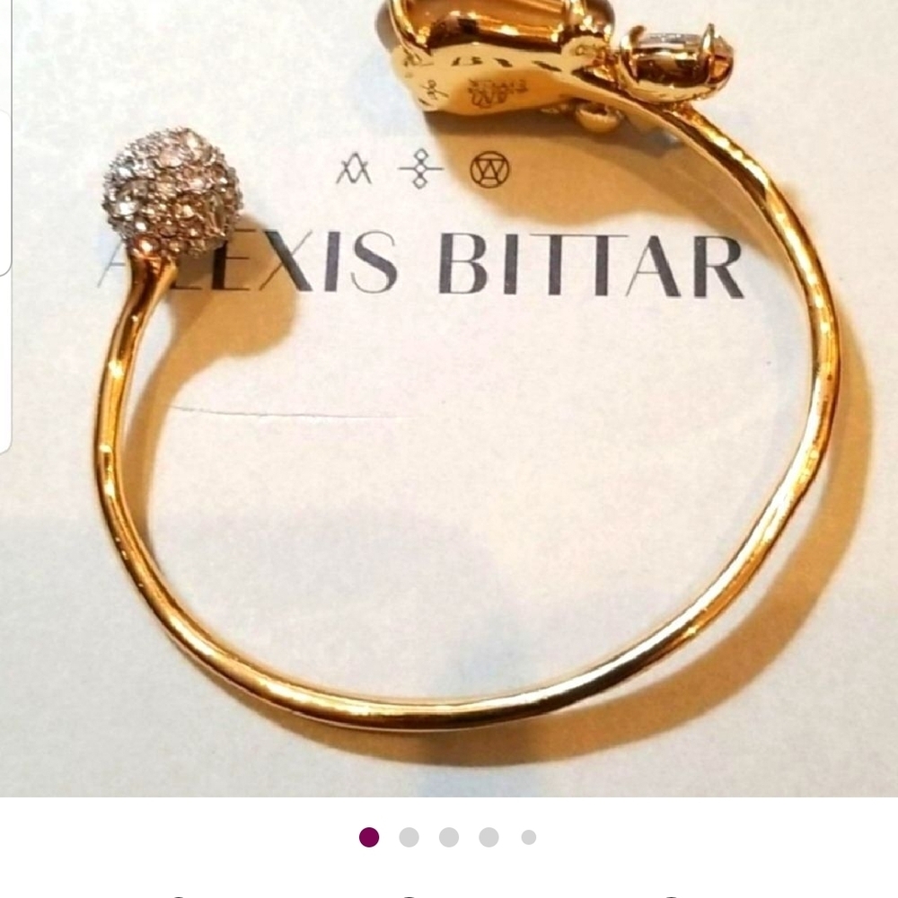 Alexis Bittar Gold Cuff with Crystal Sphere &  beautiful Metallic Stone NWOT!